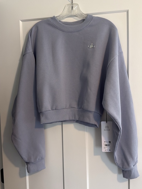 ALO Yoga Tops - ALO Women’s Cropped Crewneck Sweatshirt in Winter Frost